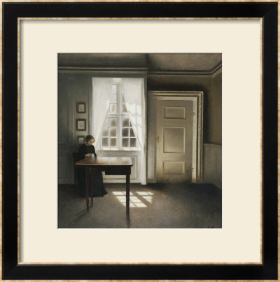 A Woman Sewing In An Interior by Vilhelm Hammershoi Pricing Limited Edition Print image