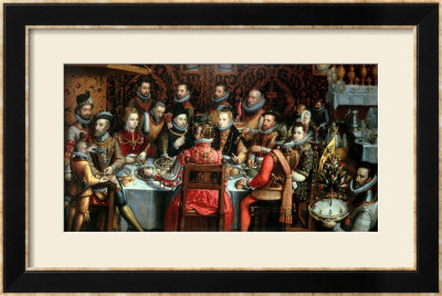 King Philip Ii (1527-98) Banqueting With His Courtiers, 1596 by Alonso Sanchez Coello Pricing Limited Edition Print image