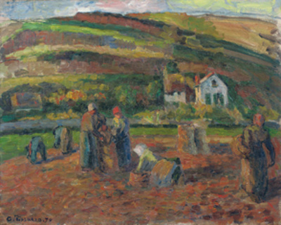 Harvesting Potatoes, Pontoise, 1874 by Camille Pissarro Pricing Limited Edition Print image