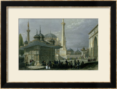 Fountain And Square Of St. Sophia Istanbul by William Henry Bartlett Pricing Limited Edition Print image