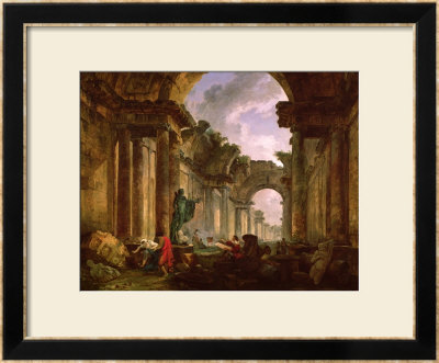 Imaginary View Of The Grand Gallery Of The Louvre In Ruins, 1796 by Hubert Robert Pricing Limited Edition Print image