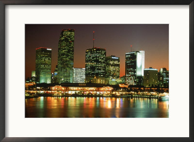 City Skyline At Night, Miami, Fl by Jeff Greenberg Pricing Limited Edition Print image