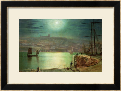 Whitby Harbour By Moonlight, 1870 by John Atkinson Grimshaw Pricing Limited Edition Print image