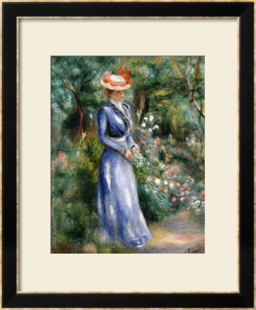 Woman In A Blue Dress Standing In The Garden At Saint-Cloud by Pierre-Auguste Renoir Pricing Limited Edition Print image
