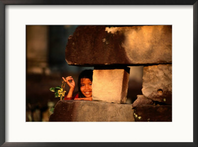 Smiling Girl At Preah Khan Temple, Angkor, Siem Reap, Cambodia by Anders Blomqvist Pricing Limited Edition Print image