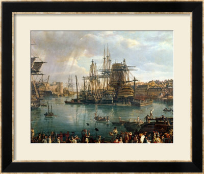 The Port Of Brest With A View Of Shipping, 1794 (Detail) by Jean-Francois Hue Pricing Limited Edition Print image