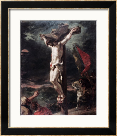 Crucifixion (Corpus Hypercubus), 1954 by Eugene Delacroix Pricing Limited Edition Print image