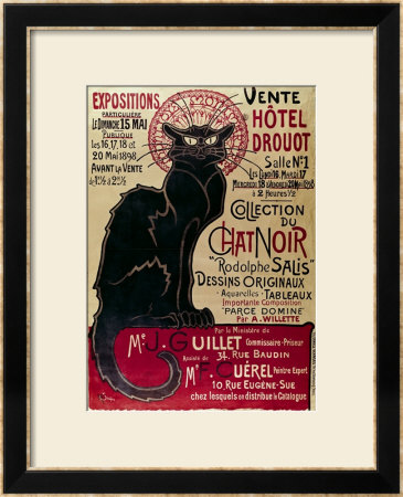 Poster Advertising An Exhibition Of The Collection Du Chat Noir Cabaret At The Hotel Drouot, Paris by Théophile Alexandre Steinlen Pricing Limited Edition Print image