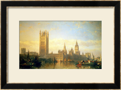 New Palace Of Westminster From The River Thames by David Roberts Pricing Limited Edition Print image