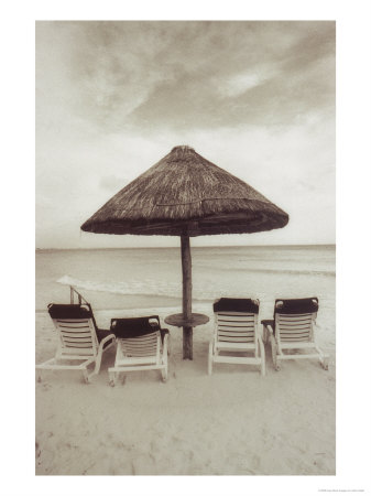 Palapa Umbrella On The Beach, Cancun, Mexico by John Coletti Pricing Limited Edition Print image