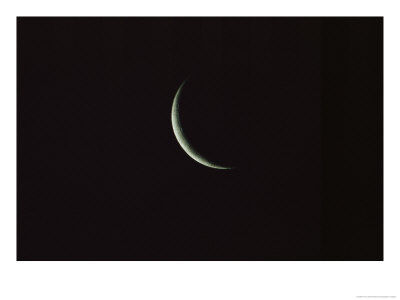 Sliver Of The Moon During The New Moon Phase In Dark Black Sky by Tim Laman Pricing Limited Edition Print image