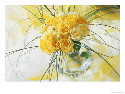 Yellow Tea Rosa In Glass Vase by Martine Mouchy Pricing Limited Edition Print image