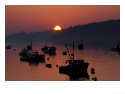 Lobster Boats In Harbor At Sunrise, Stonington, Maine, Usa by Joanne Wells Pricing Limited Edition Print image