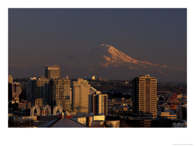 Mt. Rainier And Downtown Seattle, Washington, Usa by Jamie & Judy Wild Pricing Limited Edition Print image