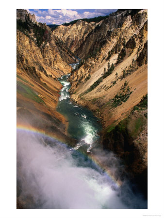 Overhead Of Valley And River From Brink Of Waterfall, Yellowstone National Park, Usa by Carol Polich Pricing Limited Edition Print image