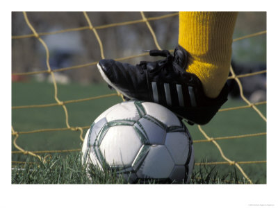 Goalie With Foot On A Soccer Ball by Fogstock Llc Pricing Limited Edition Print image