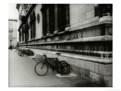 Ireland, Trinity College, Bicycles Parked By Building by Cheryl Clegg Pricing Limited Edition Print image