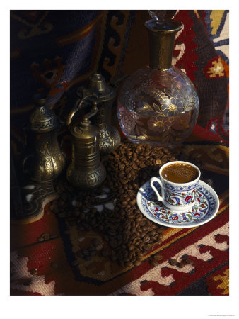 Coffee Beans, And Cup Of Turkish Coffee by Kadir Kir Pricing Limited Edition Print image