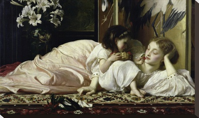 Mother And Child (Cherries), 1864-1865 by Frederic Leighton Pricing Limited Edition Print image