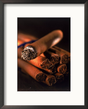 Lit Cigar On Top Of Bundle Of Cigars by Eric Kamp Pricing Limited Edition Print image