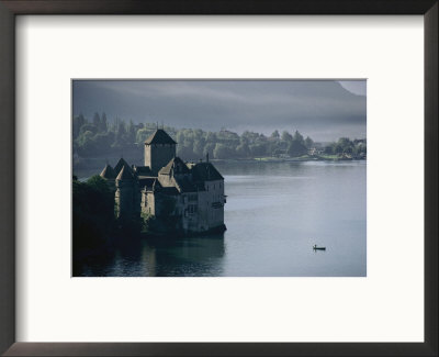 Elevated View Of Chateau De Chillon On Lake Geneva by Thomas J. Abercrombie Pricing Limited Edition Print image