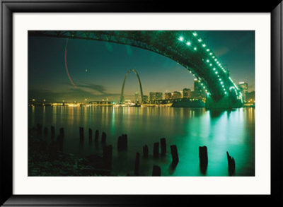 Night View Of St. Louis Near The Eads Bridge by Michael S. Lewis Pricing Limited Edition Print image