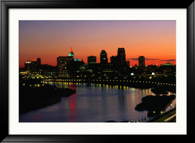 City Skyline At Sunset And Mississippi River, Minneapolis, Usa by John Elk Iii Pricing Limited Edition Print image