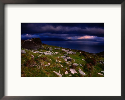 Dark Clouds Hanging Over Rock-Strewn Hillside Above Dingle Bay, Dingle, Ireland by Gareth Mccormack Pricing Limited Edition Print image