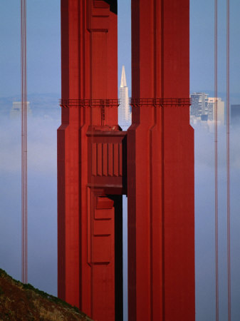 The Distant Transamerica Pyramid Through The Golden Gate Bridge, San Francisco, California, Usa by Greg Gawlowski Pricing Limited Edition Print image