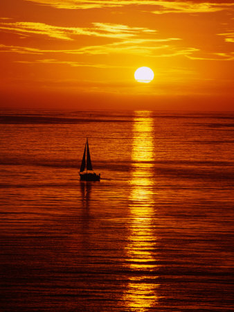 Sailboat At Sunset, Reykjavik Harbour, Reykjavik, Iceland by Holger Leue Pricing Limited Edition Print image