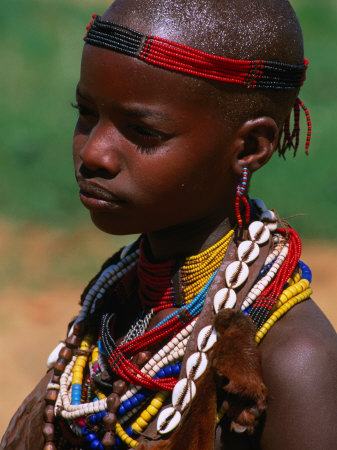 Girl Wearing Traditional Beads, Omo National Park, Ethiopia by Frances Linzee Gordon Pricing Limited Edition Print image