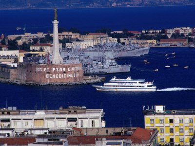 Harbour And Madonnina Port Protectress, Messina, Sicily, Sicily, Italy by James Marshall Pricing Limited Edition Print image