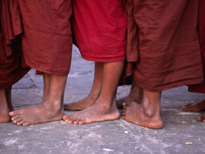 Line-Up Of Monk's Bare Feet At Ananda Festival, Bagan, Mandalay, Myanmar (Burma) by Anders Blomqvist Pricing Limited Edition Print image