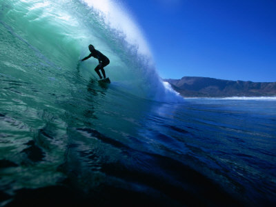 Surfing The Tube At Dunes, Noordhoek Beach, Cape Town, South Africa by Paul Kennedy Pricing Limited Edition Print image