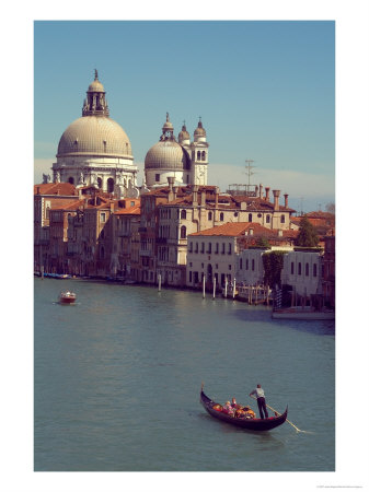 Gondola On The Grand Canal Nearing The Santa Maria Della Salute, Venice, Italy by Janis Miglavs Pricing Limited Edition Print image