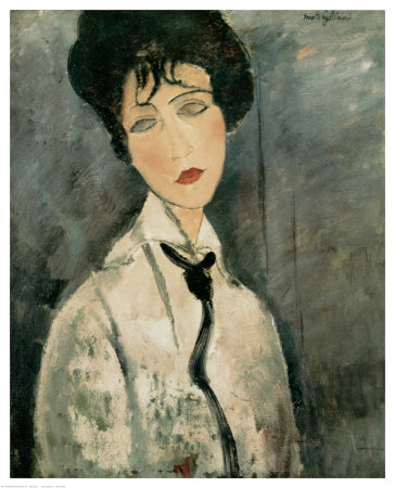 Woman In Black Tie, 1917 by Amedeo Modigliani Pricing Limited Edition Print image