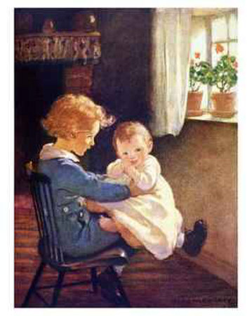 On His Knee by Jessie Willcox-Smith Pricing Limited Edition Print image