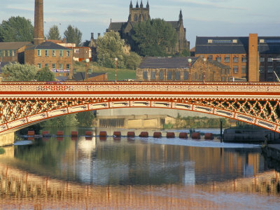 Iron Bridge And Historic Waterfront On River Aire, Leeds, West Yorkshire, England by Brigitte Bott Pricing Limited Edition Print image