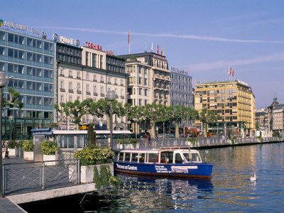 Banks, Molard Pier, Ferry Quay General Guisan, Geneva, Switzerland by Brigitte Bott Pricing Limited Edition Print image