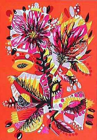 Fleurs Sur Fond Rouge by Michele Van Hout Le Beau Pricing Limited Edition Print image