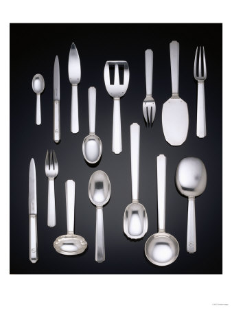 A French Silver 'Bayonne' Pattern Flatware Service, Circa 1924 by Dirk Van Erp Pricing Limited Edition Print image