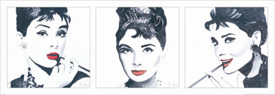 Audrey Hepburn Triptych by Bob Celic Pricing Limited Edition Print image