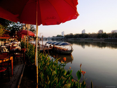 Open-Air Restaurant On River, Chiang Mai, Thailand by Alain Evrard Pricing Limited Edition Print image