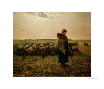 Shepherdess With Her Flock, 1863 by Jean-Francois Millet Pricing Limited Edition Print image