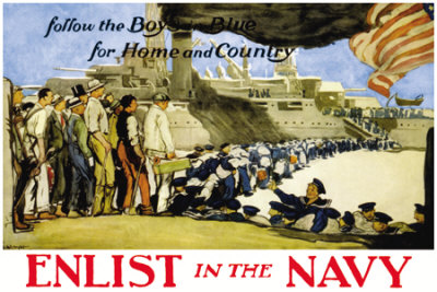 Enlist In The Navy, Follow The Boys In Blue, C.1914 by George Hand Wright Pricing Limited Edition Print image