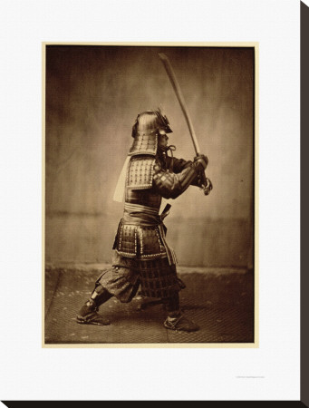 Samurai With Raised Sword, Circa 1860 by Felice Beato Pricing Limited Edition Print image
