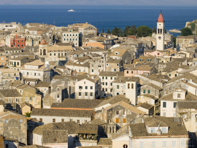 Corfu Old Town And St. Spyridonas Belltower From The New Fort, Corfu, Ionian Islands, Greece by Ellen Rooney Pricing Limited Edition Print image