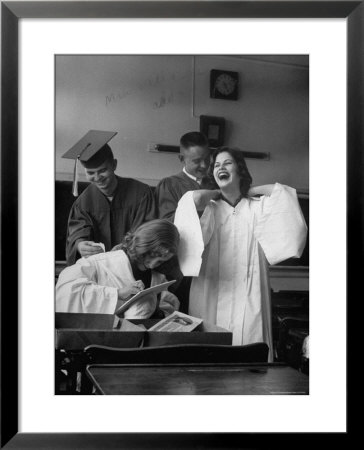 Hempstead High School Seniors Happily Helping Each Other With Graduation Gowns Before Commencement by Gordon Parks Pricing Limited Edition Print image