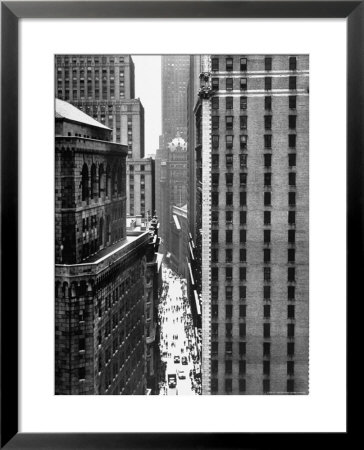 View Looking Down Past The Top Of The Federal Reserve Building At Pedestrians On Nassau Street by Andreas Feininger Pricing Limited Edition Print image