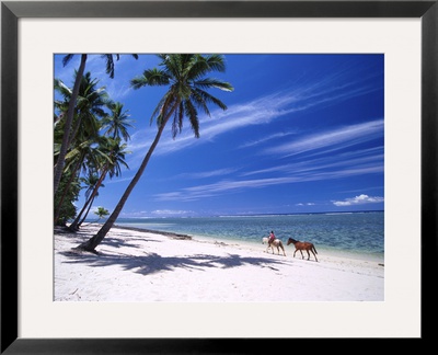 Girl On Beach And Coconut Palm Trees, Tambua Sands Resort, Fiji by David Wall Pricing Limited Edition Print image
